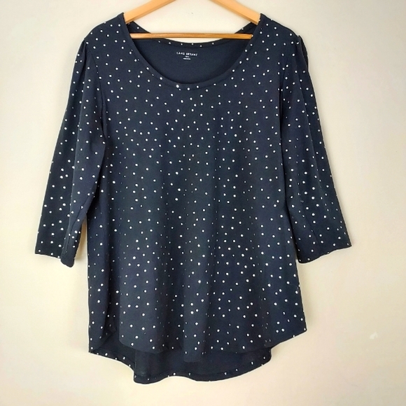 Lane Bryant Tops - Lane Bryant Polka Dot Scoop Neck 3/4 Sleeve Relaxed fit Curved Size 14/16 Top